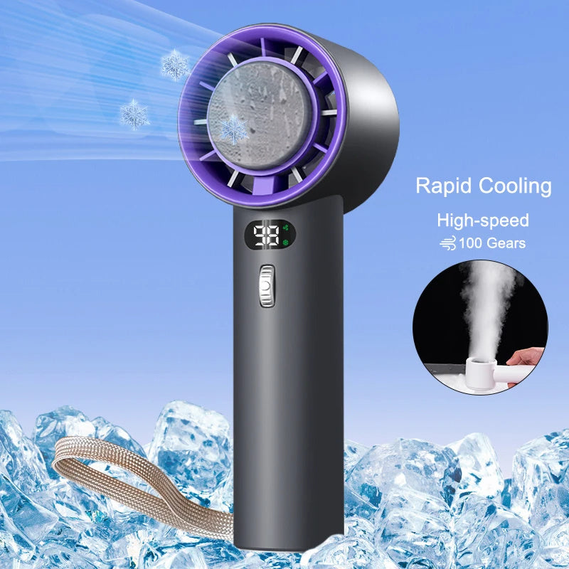 Oceanfront™ TurboCool Mini Handheld Fan — 3-Speed Rechargeable Breeze