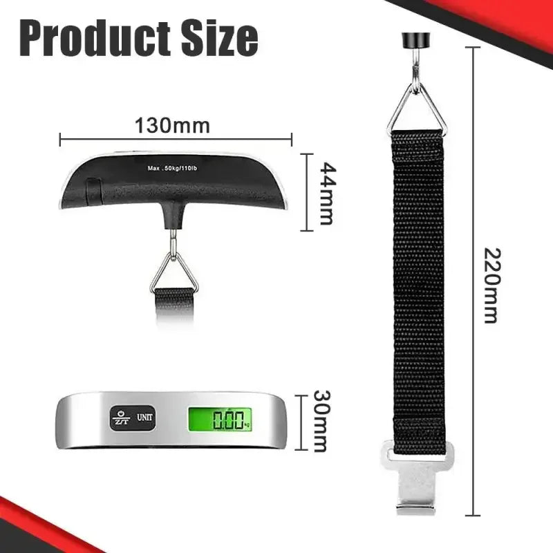 Sleek Digital Luggage Scale for 110lb 50kg Portable Convenience - Oceanfront Products