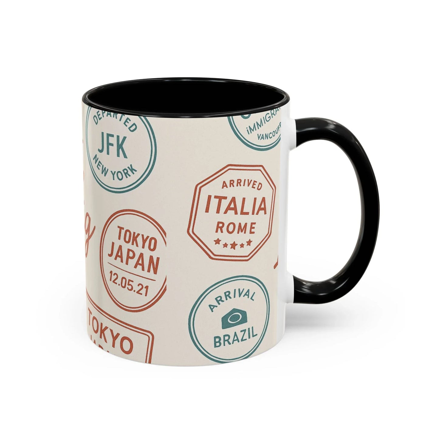 Pack Light, Live Big – Wanderlust Mug with Passport Stamp Collection - Oceanfront Products