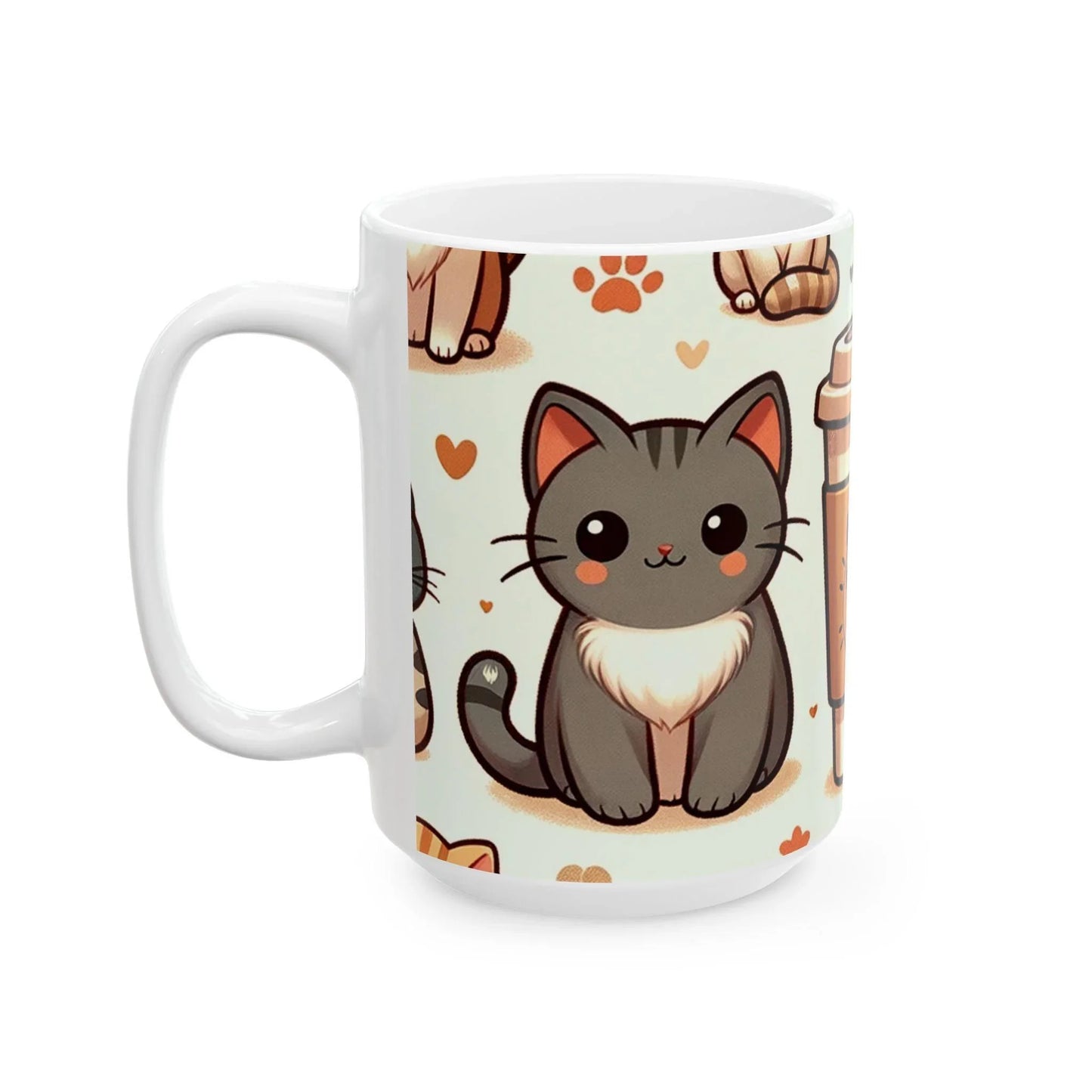 Charming Cat Illustration Coffee Cup: Purr-fect for Cat Lovers - Oceanfront Products