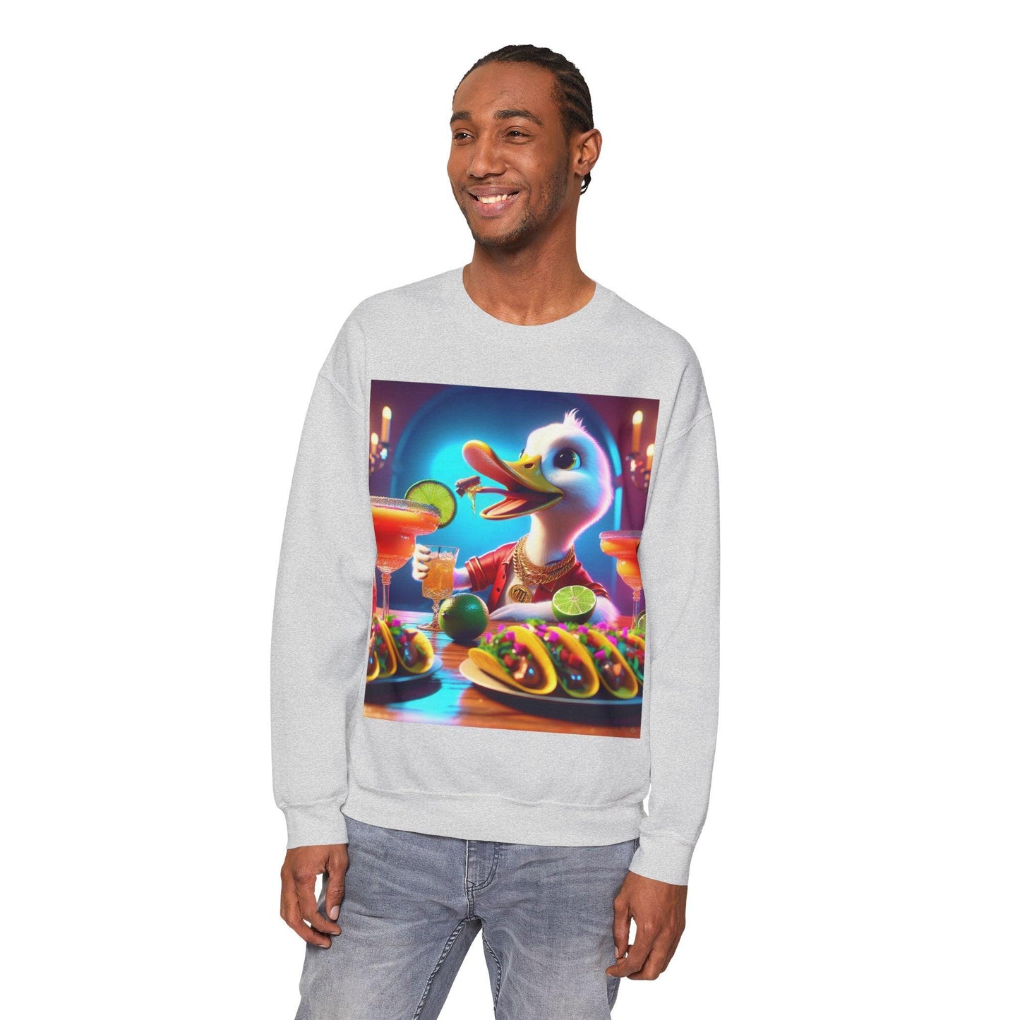 Sweatshirt: Gangster Duck Taco and Margarita Party Seasonal Seller Unisex Heavy Blend - Oceanfront Products