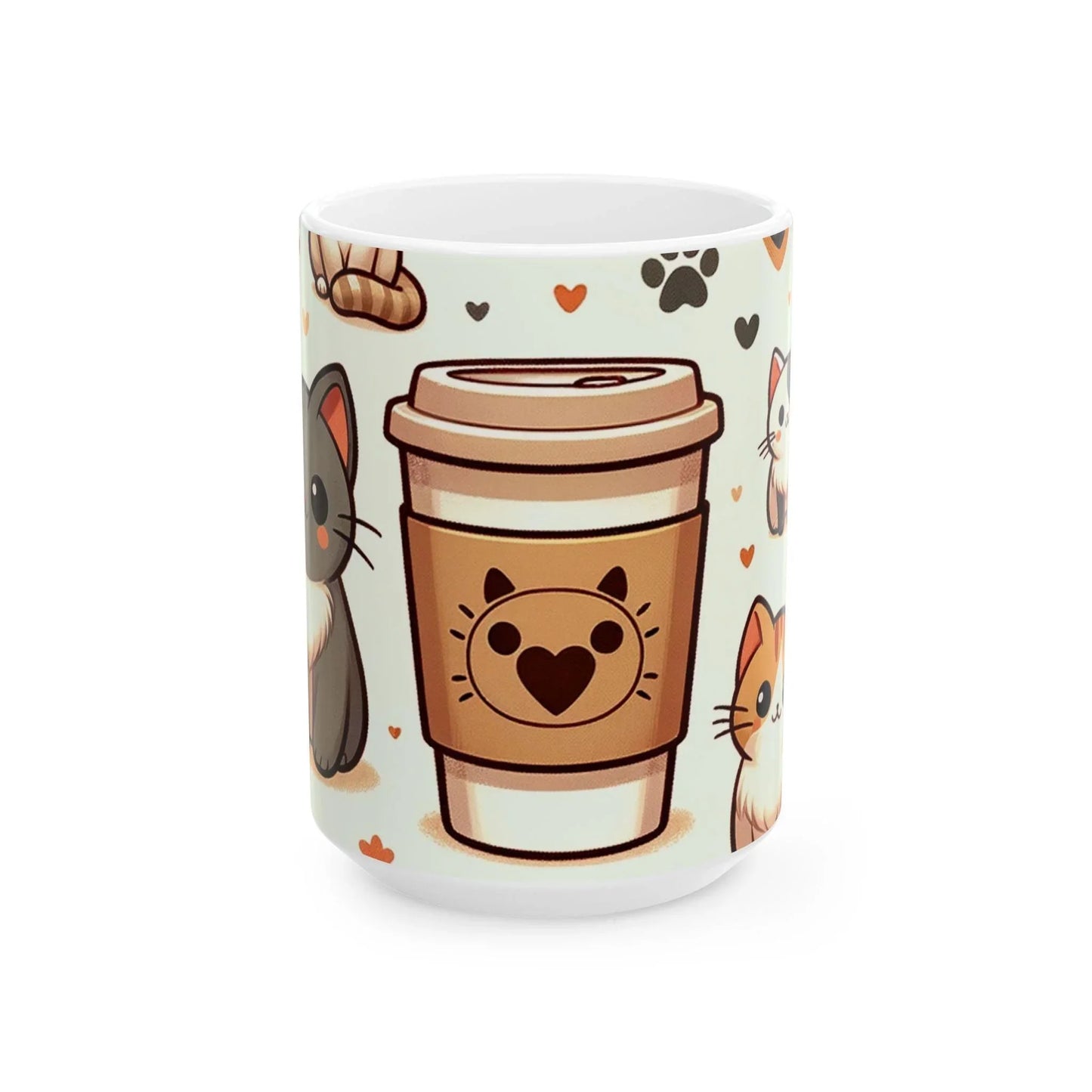 Charming Cat Illustration Coffee Cup: Purr-fect for Cat Lovers - Oceanfront Products