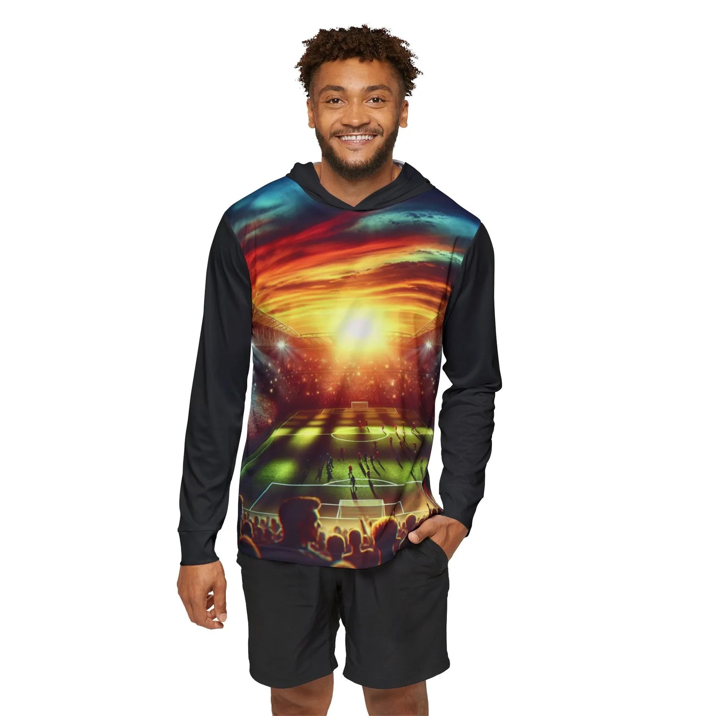 Sports Warmup Hoodie - Football Sunset Fan at Stadium Design - Oceanfront Products