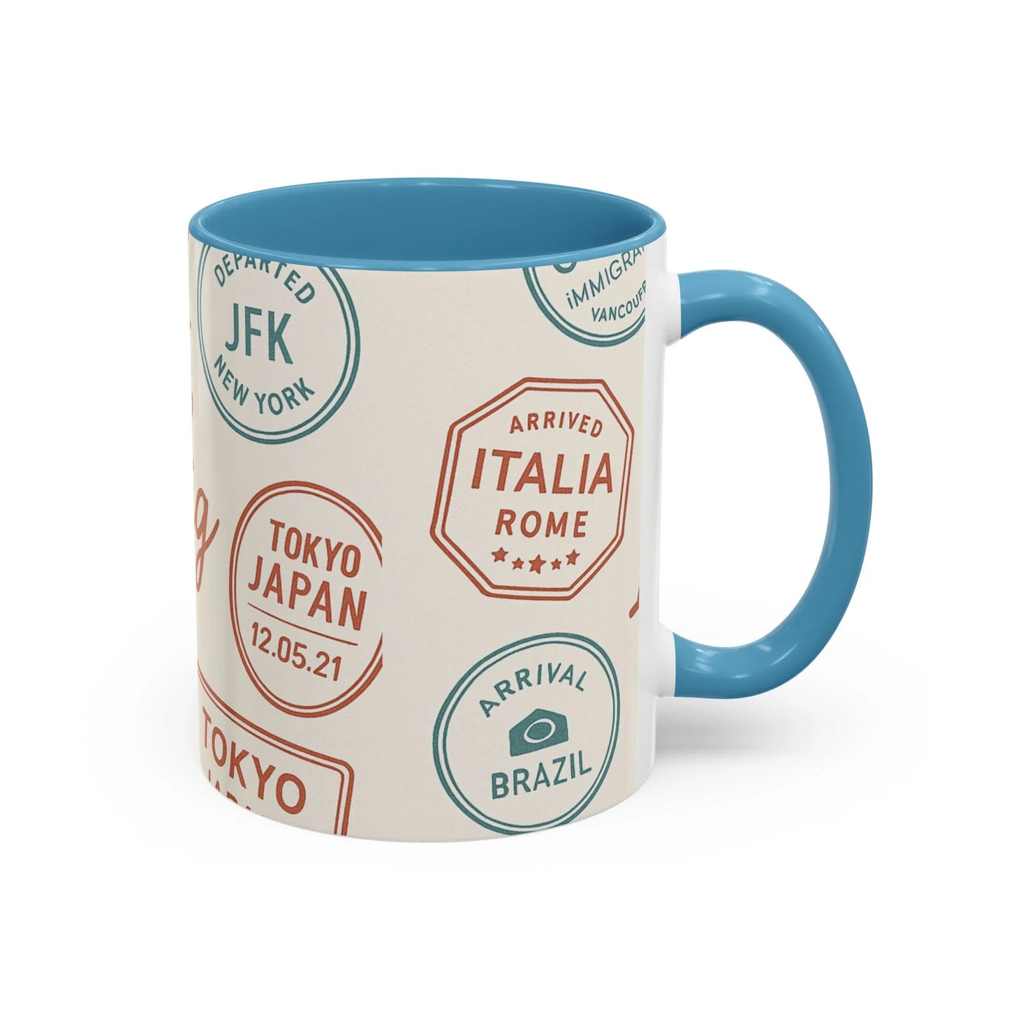 Pack Light, Live Big – Wanderlust Mug with Passport Stamp Collection - Oceanfront Products
