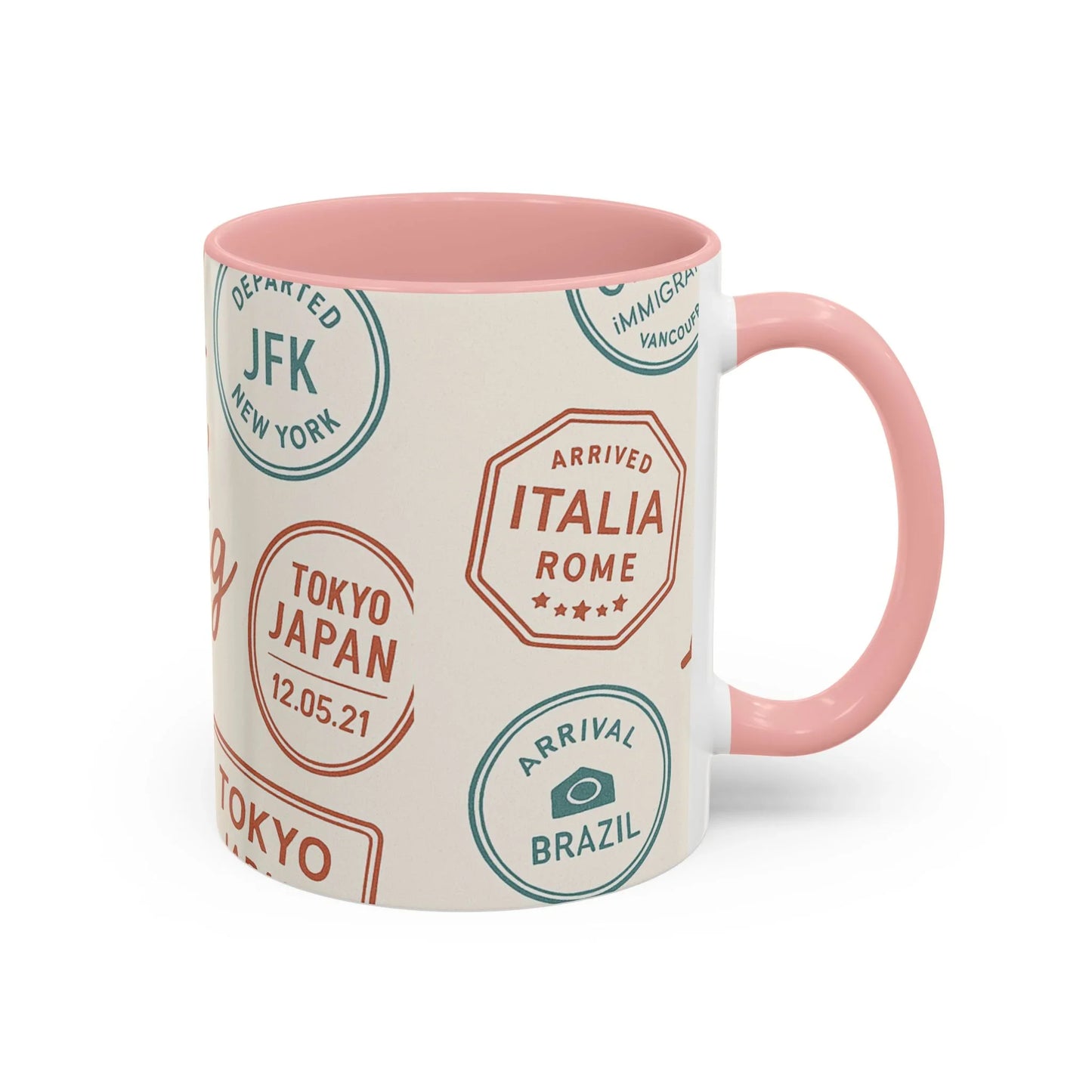 Pack Light, Live Big – Wanderlust Mug with Passport Stamp Collection - Oceanfront Products
