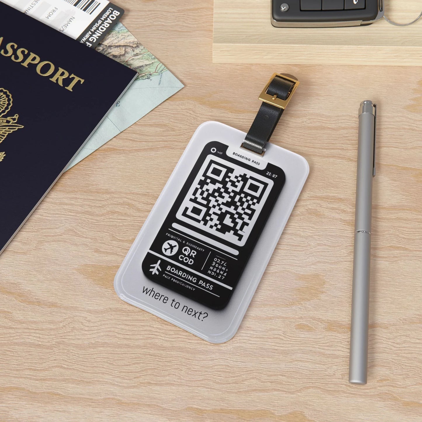 Luggage Tag - Boarding Pass QR Code Design - Oceanfront Products