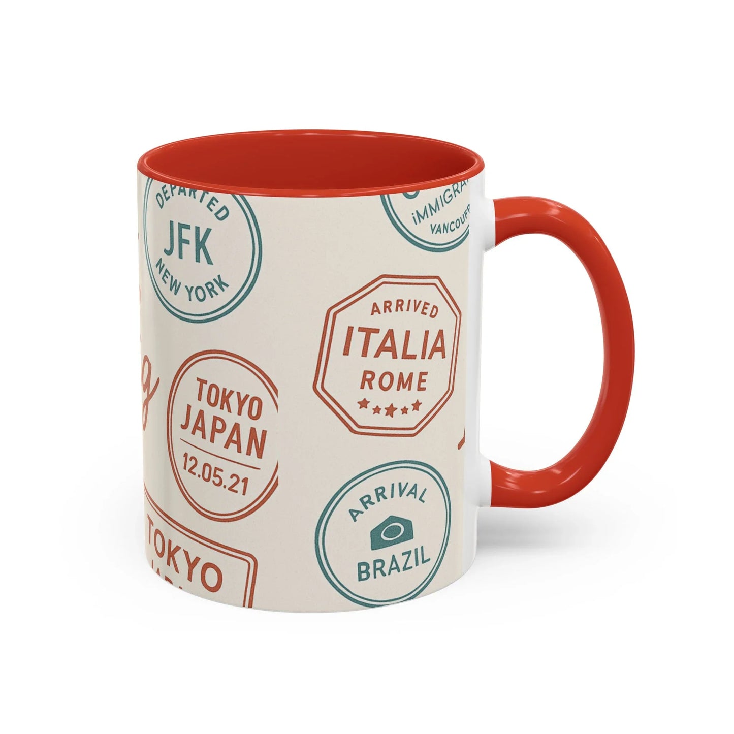 Pack Light, Live Big – Wanderlust Mug with Passport Stamp Collection - Oceanfront Products