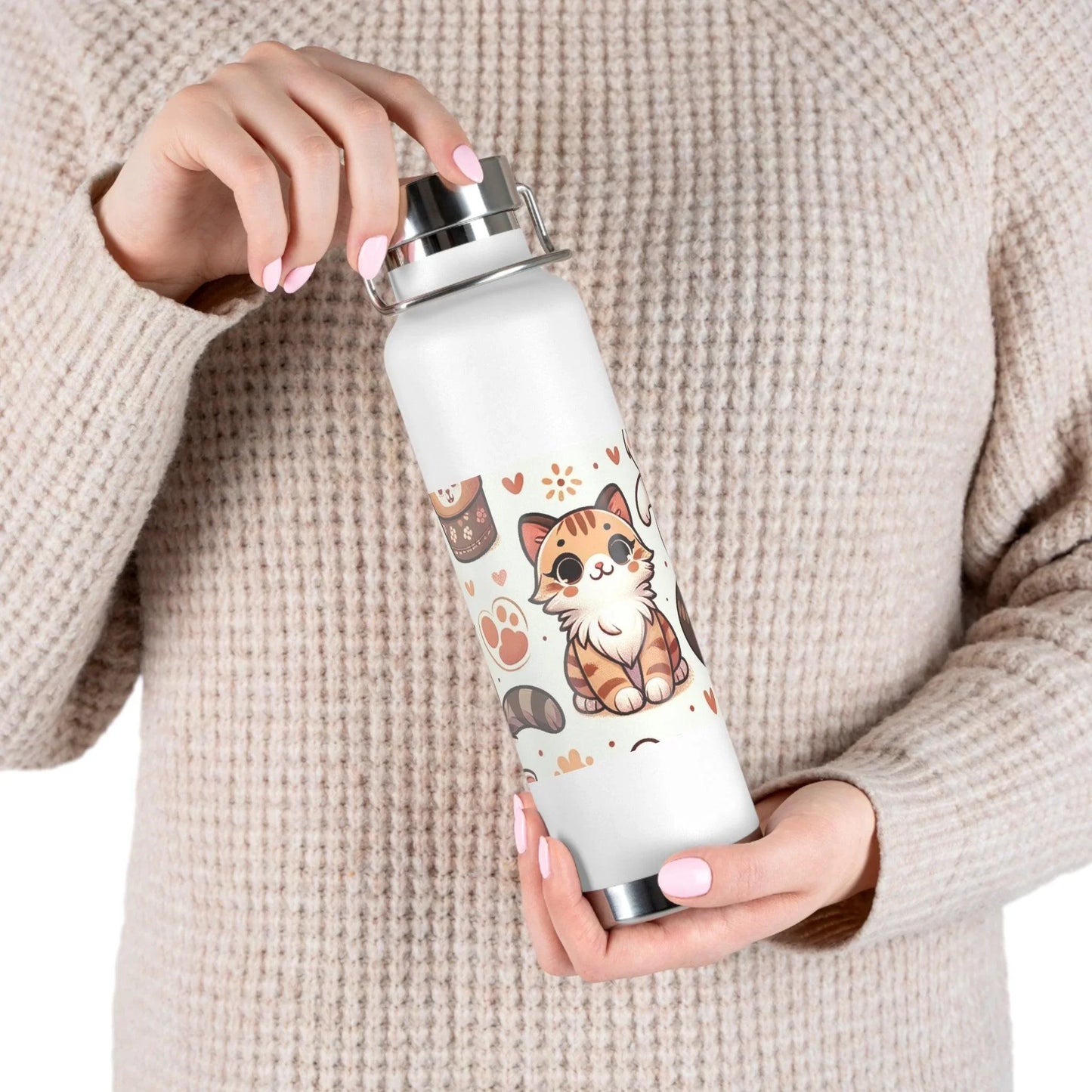 Cozy Cat Pattern Metal Drink Cup: Purr-fect Temperature, Purr-fect Style - Oceanfront Products