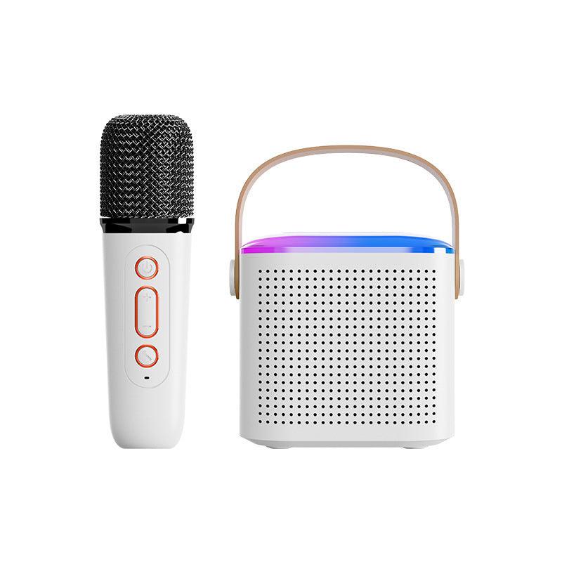 Microphone Karaoke Machine Bluetooth-compatible Speaker With 2 Wireless Mic RGB Light Home Family Singing Speaker - Oceanfront Products