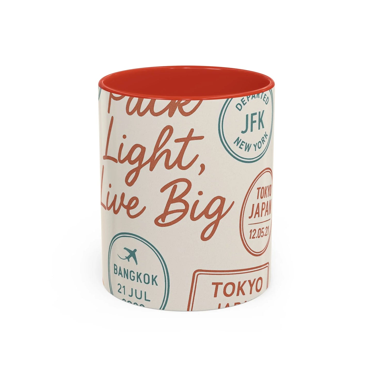 Pack Light, Live Big – Wanderlust Mug with Passport Stamp Collection - Oceanfront Products