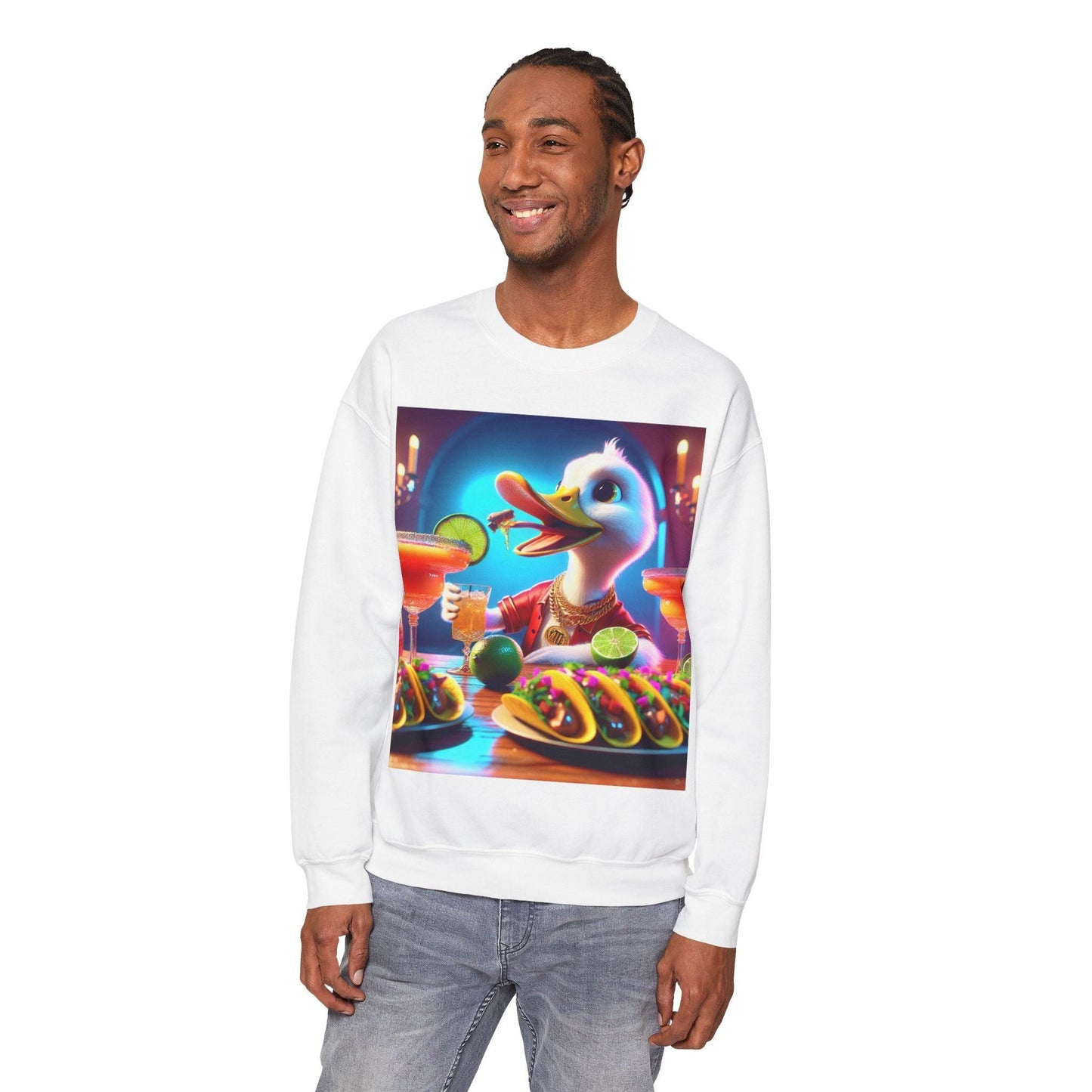 Sweatshirt: Gangster Duck Taco and Margarita Party Seasonal Seller Unisex Heavy Blend - Oceanfront Products