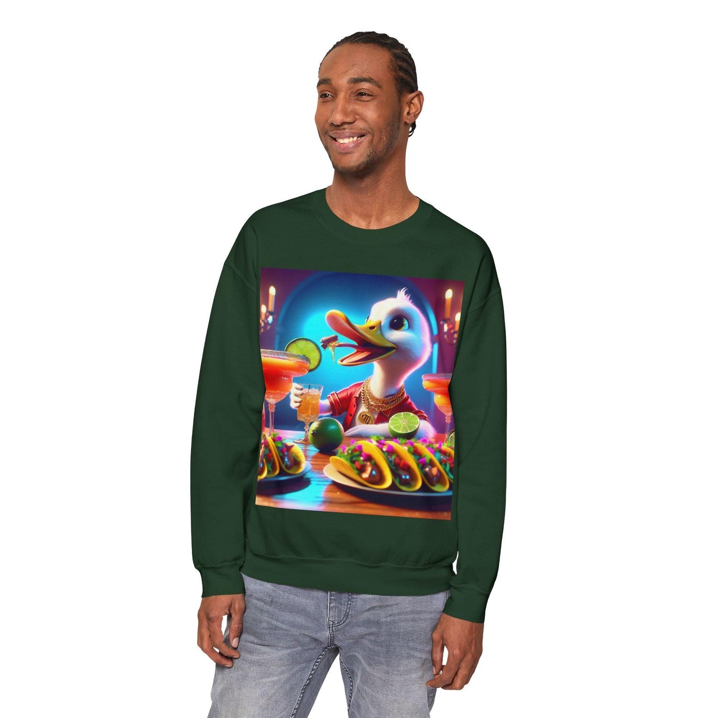 Sweatshirt: Gangster Duck Taco and Margarita Party Seasonal Seller Unisex Heavy Blend - Oceanfront Products