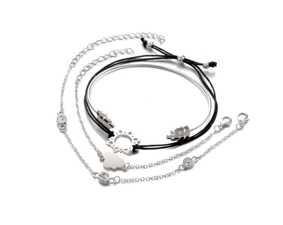 Modyle Gold Color Crystal Wedding Bracelets Set CZ Stone Heart Bracelets Bangles For Woman - Oceanfront Products