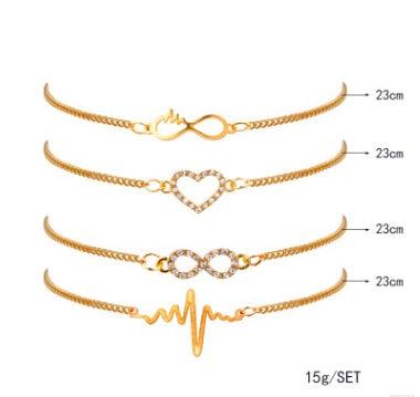 Modyle Gold Color Crystal Wedding Bracelets Set CZ Stone Heart Bracelets Bangles For Woman - Oceanfront Products
