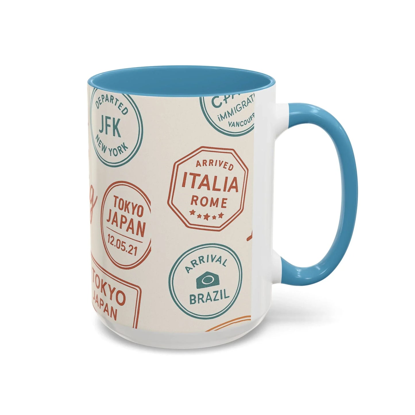 Pack Light, Live Big – Wanderlust Mug with Passport Stamp Collection - Oceanfront Products