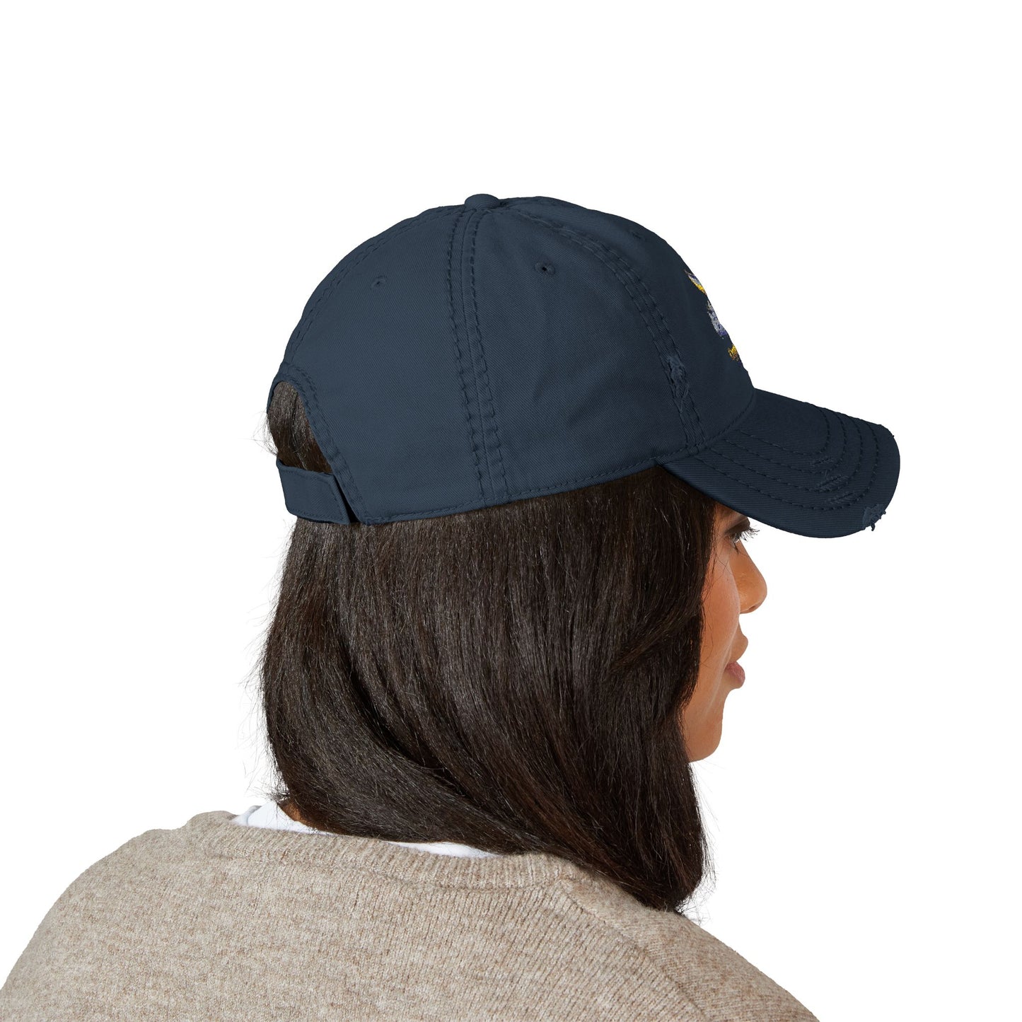 Distressed Embroidered Whale Tail Dad Hat — Coastal Casual Baseball Cap