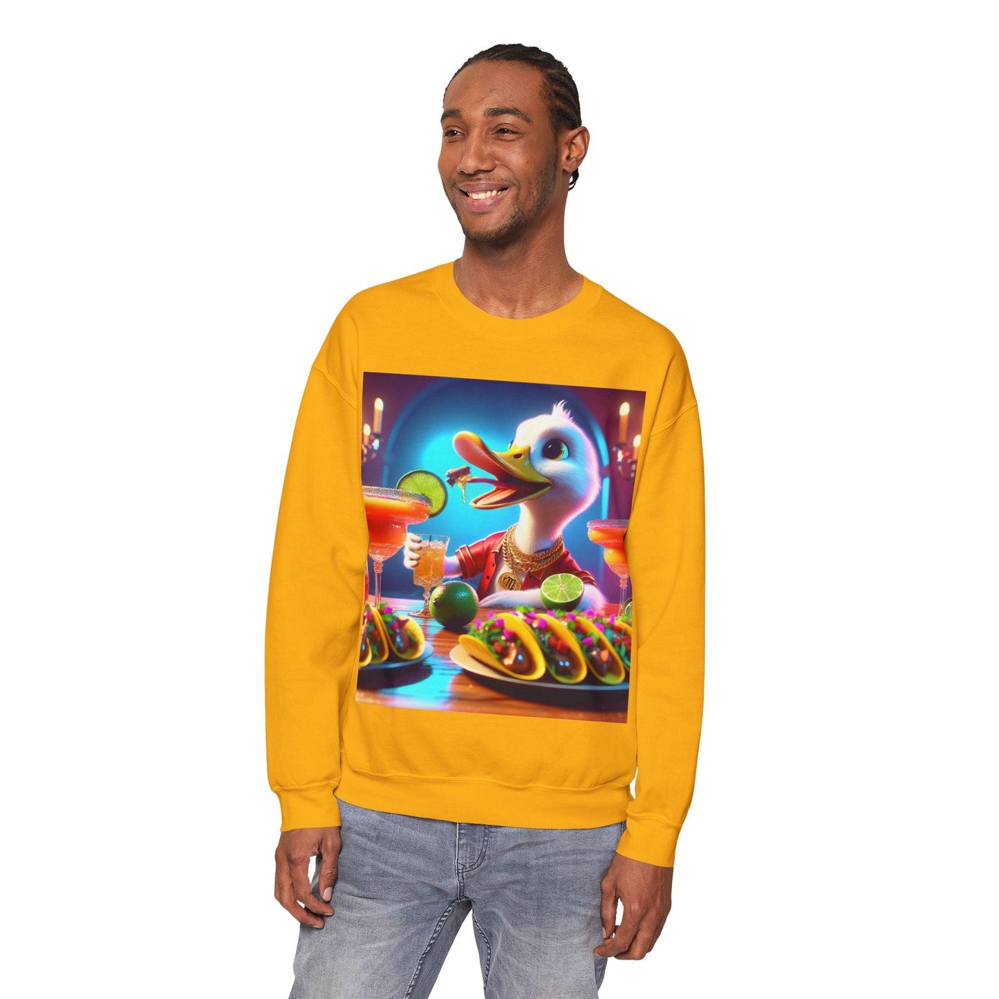 Sweatshirt: Gangster Duck Taco and Margarita Party Seasonal Seller Unisex Heavy Blend - Oceanfront Products