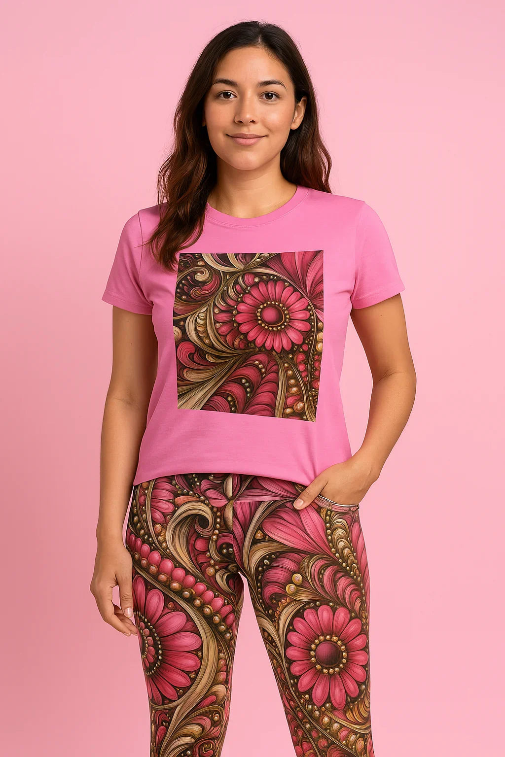 Women's Tee with Matching Flower Design - Oceanfront Products