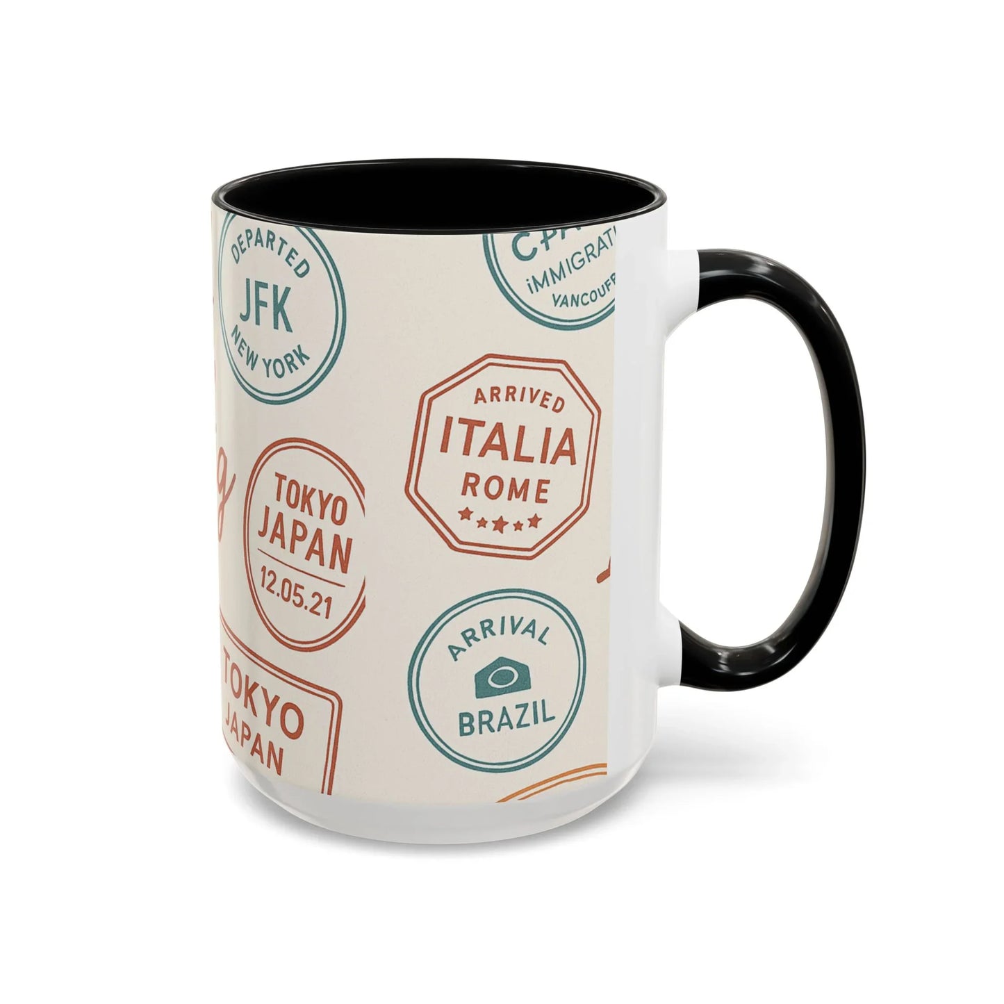 Pack Light, Live Big – Wanderlust Mug with Passport Stamp Collection - Oceanfront Products