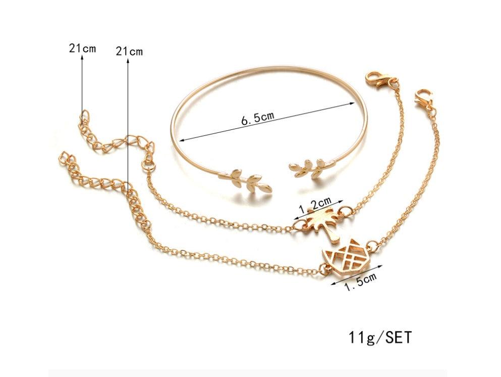 Modyle Gold Color Crystal Wedding Bracelets Set CZ Stone Heart Bracelets Bangles For Woman - Oceanfront Products