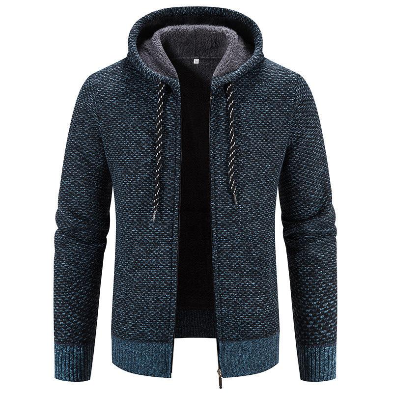 Winter Coat Zipper Closure Solid Color Long Sleeves Drawstring With Hat Keep Warm Casual Thicken Plush Sweater Coat For Daily - Oceanfront Products