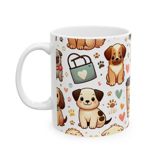 Playful Dog Illustration Coffee Cup: A Heartwarming Choice for Dog Lovers - Oceanfront Products
