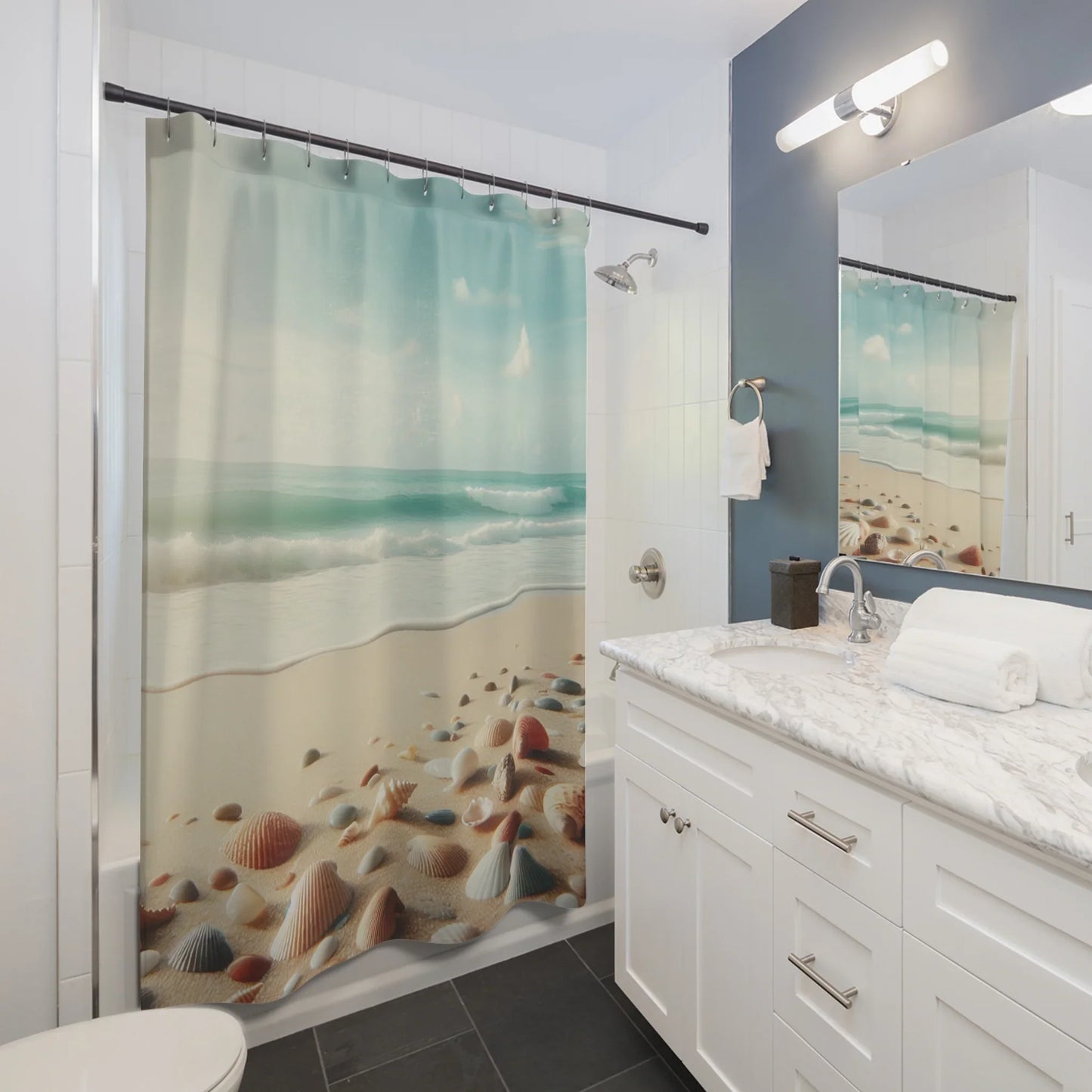 Coastal Shower Curtains - Serene Coastal View Design - Oceanfront Products
