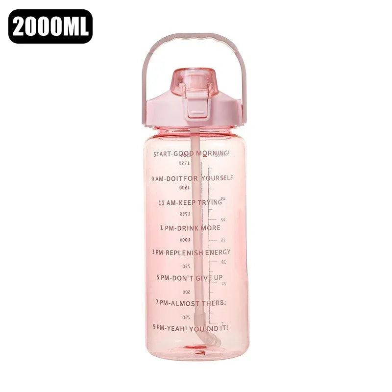 2 Liters Straw Plastic Water Bottle Large Portable Travel Bottle Sports Fitness Cup High Value Big Fat Cup Adult Universal - Oceanfront Products