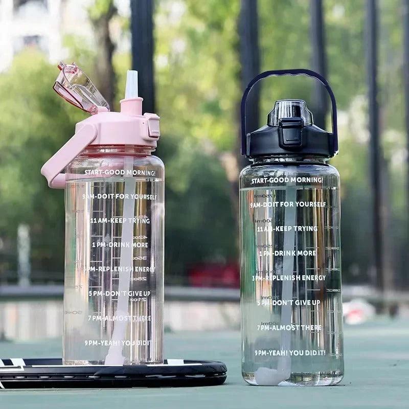 2 Liters Straw Plastic Water Bottle Large Portable Travel Bottle Sports Fitness Cup High Value Big Fat Cup Adult Universal - Oceanfront Products
