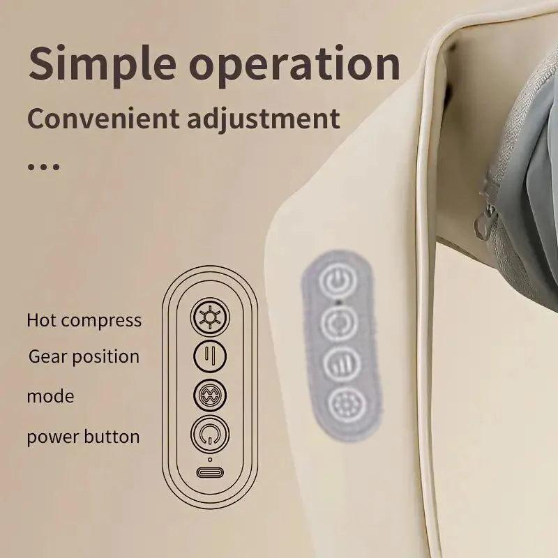 Neck Massager with low Heat Back Shoulder Massager Area Coverage Bionic kneading Wireless Massage - Oceanfront Products