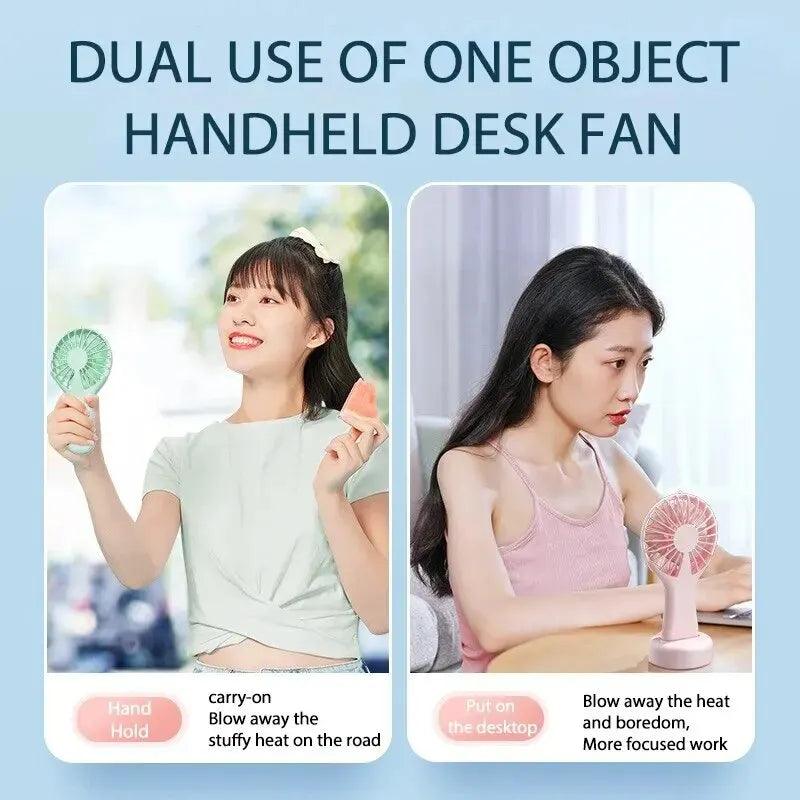 Creative Mini Handheld Small Fan USB Charging Portable 3 Speed High Wind Desktop Office Travel Pocket Fan Student Quiet Chroma - Oceanfront Products