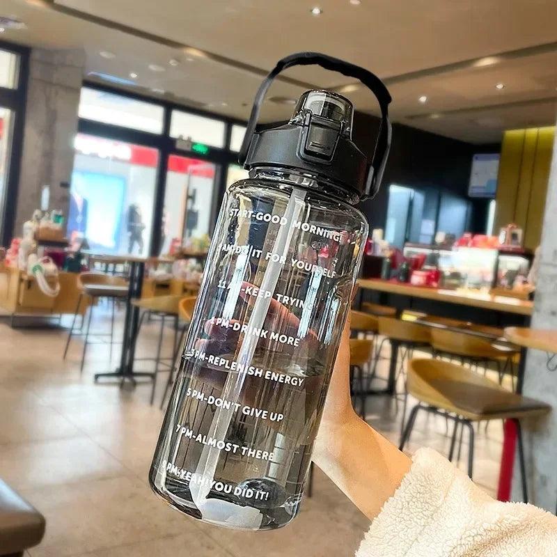 2 Liters Straw Plastic Water Bottle Large Portable Travel Bottle Sports Fitness Cup High Value Big Fat Cup Adult Universal - Oceanfront Products