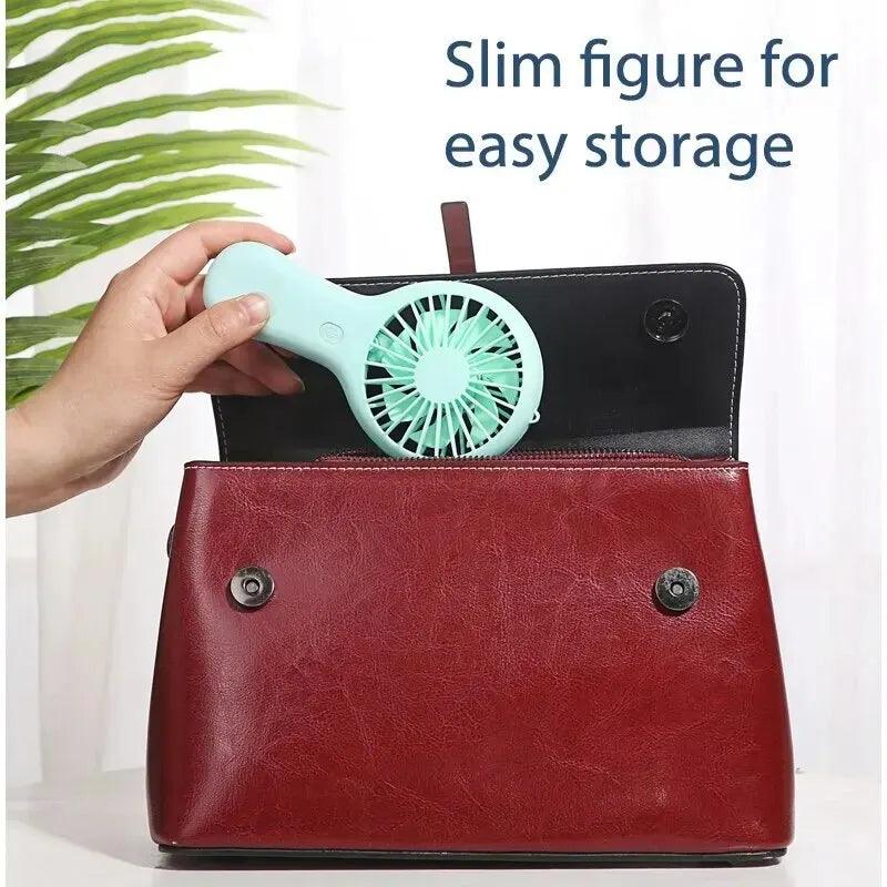 Creative Mini Handheld Small Fan USB Charging Portable 3 Speed High Wind Desktop Office Travel Pocket Fan Student Quiet Chroma - Oceanfront Products