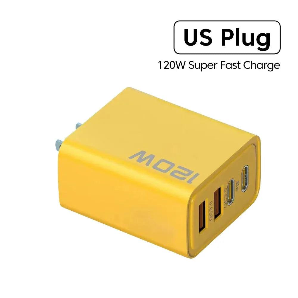 Total 120W Fast Charger Type C Quick Charge 3.0 USB Charger Adapter For iPhone Samsung Xiaomi PD USB Charger Fast Charging Plug - Oceanfront Products