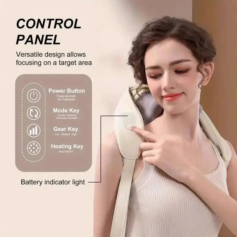 Neck Massager with low Heat Back Shoulder Massager Area Coverage Bionic kneading Wireless Massage - Oceanfront Products