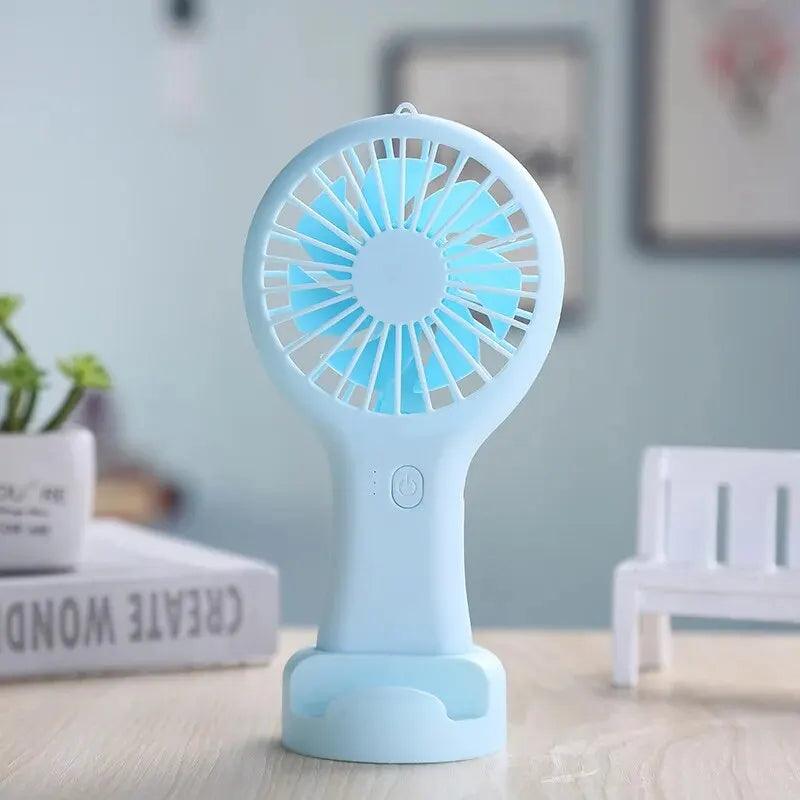 Creative Mini Handheld Small Fan USB Charging Portable 3 Speed High Wind Desktop Office Travel Pocket Fan Student Quiet Chroma - Oceanfront Products