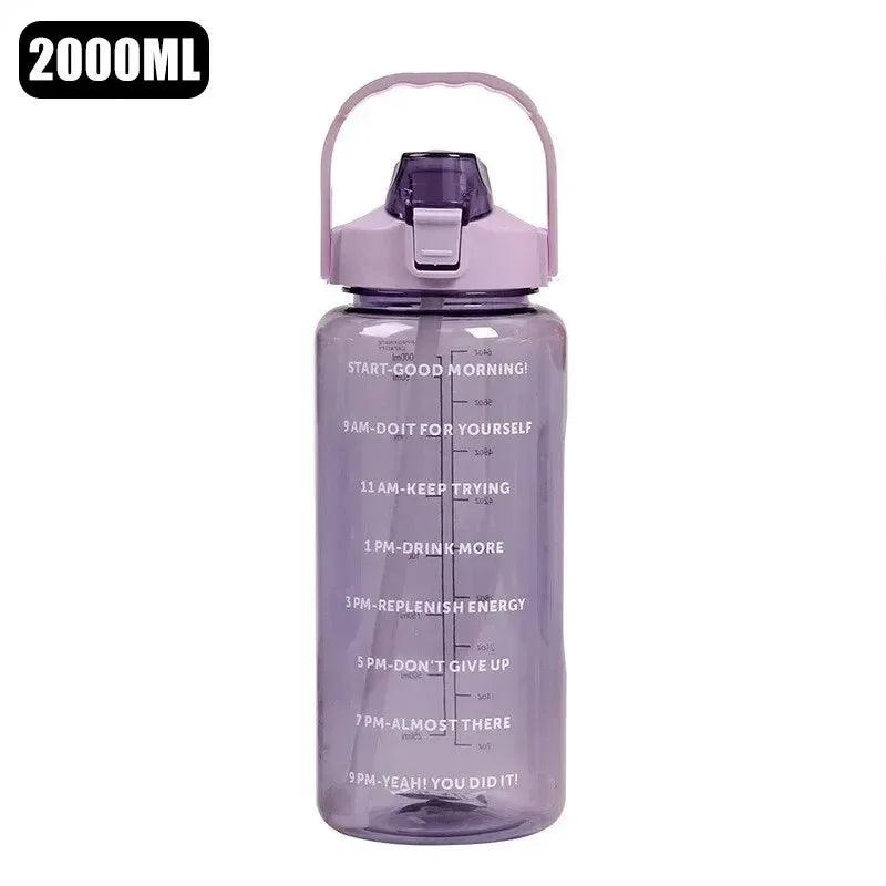 2 Liters Straw Plastic Water Bottle Large Portable Travel Bottle Sports Fitness Cup High Value Big Fat Cup Adult Universal - Oceanfront Products