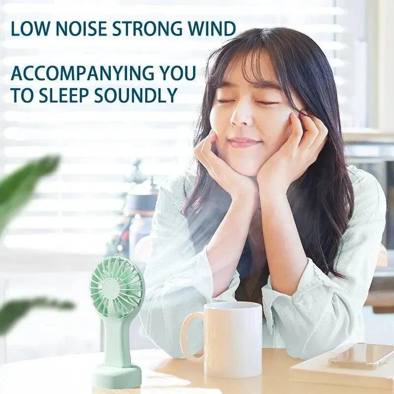 Creative Mini Handheld Small Fan USB Charging Portable 3 Speed High Wind Desktop Office Travel Pocket Fan Student Quiet Chroma - Oceanfront Products