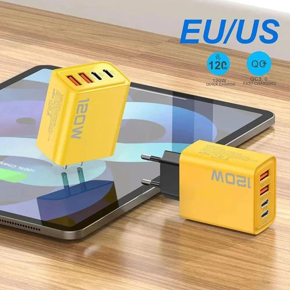 Total 120W Fast Charger Type C Quick Charge 3.0 USB Charger Adapter For iPhone Samsung Xiaomi PD USB Charger Fast Charging Plug - Oceanfront Products