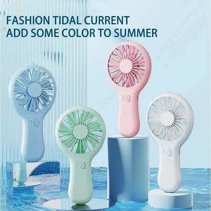 Creative Mini Handheld Small Fan USB Charging Portable 3 Speed High Wind Desktop Office Travel Pocket Fan Student Quiet Chroma - Oceanfront Products
