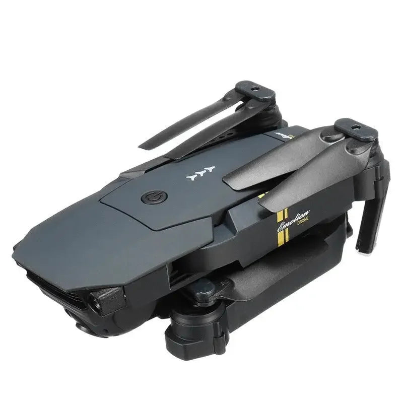 Foldable gray E58 folding aerial drone with controller and carrying case by Oceanfront Products