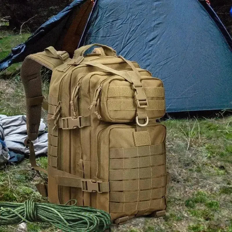 Tan Tactical Hiking Backpack with American Flag Patch for Men - Oceanfront Products