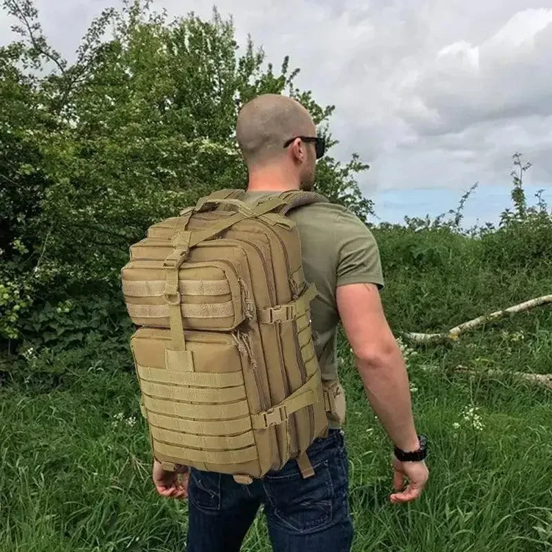 Tan Tactical Hiking Backpack with American Flag Patch for Men - Oceanfront Products