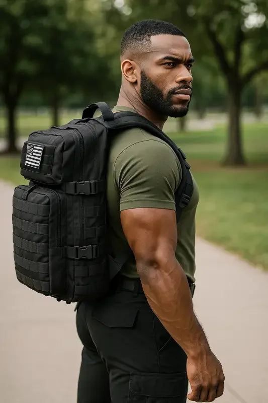 Tan Tactical Hiking Backpack with American Flag Patch for Men - Oceanfront Products