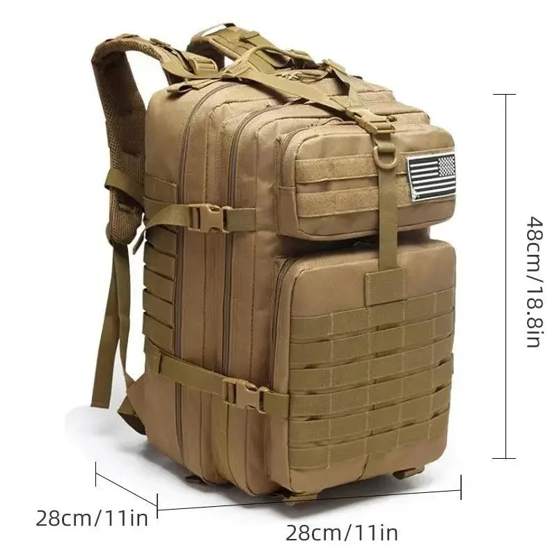 Tan Tactical Hiking Backpack with American Flag Patch for Men - Oceanfront Products