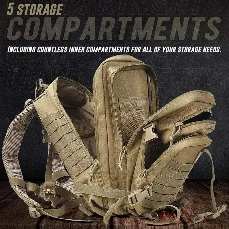 Tan Tactical Hiking Backpack with American Flag Patch for Men - Oceanfront Products