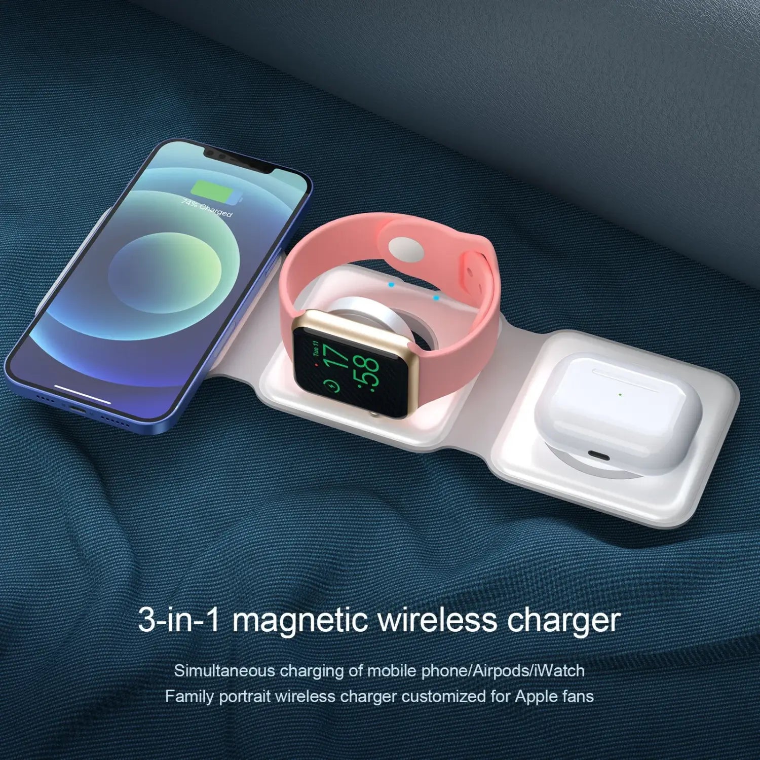 3-in-1 Magnetic Multi-function Charger Folding Wireless Charger for Xiaomi Apple Phone Headset Watch Airpods Charger