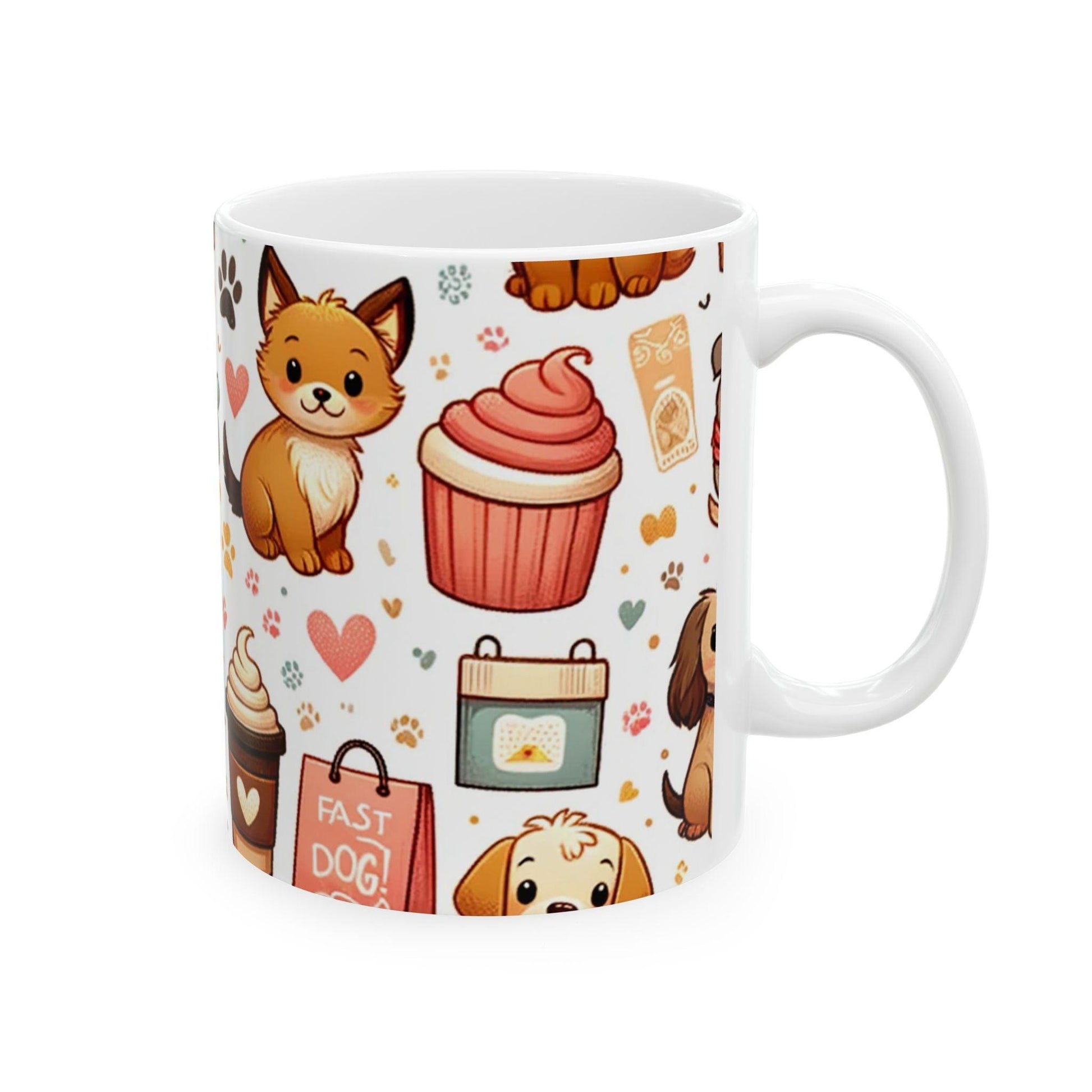 Playful Dog Illustration Coffee Cup: A Heartwarming Choice for Dog Lovers - Oceanfront Products