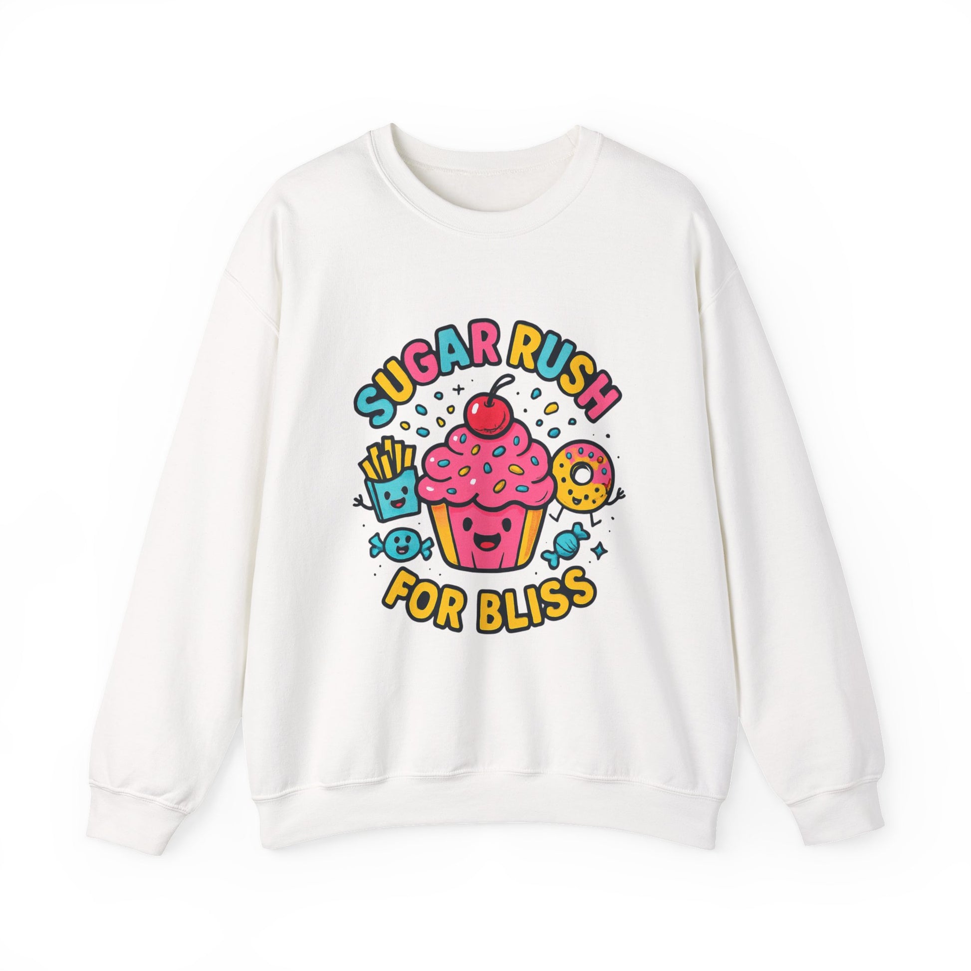 Crewneck Sweatshirt with Sugar Rush Snacks and Cakes Design - Oceanfront Products