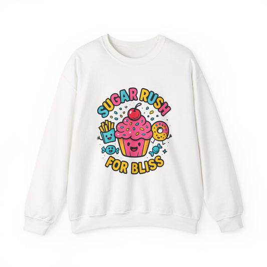 Crewneck Sweatshirt with Sugar Rush Snacks and Cakes Design - Oceanfront Products